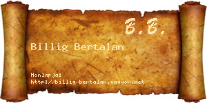 Billig Bertalan névjegykártya